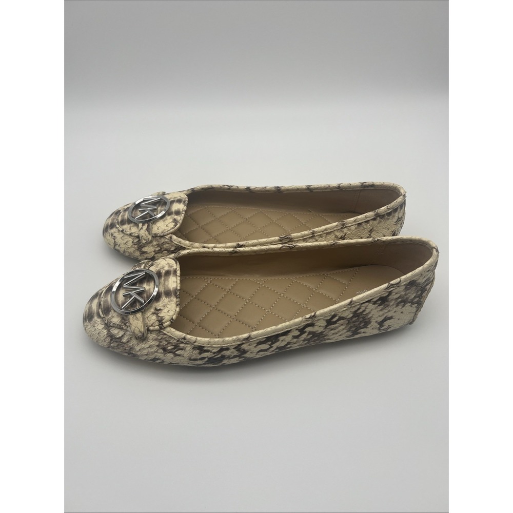 Michael Kors Lillie Snakeskin Moccasin Leather Flats Women's Size 9.5